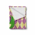 thumbnail image 2 of Mardi Gras Soft Flannel Fleece Throw Blanket, Checkered Pattern with Stars Graphic Harlequin Festival Composition, Cozy Plush for Indoor and Outdoor Use, 70" x 90", Pink Yellow Green, by Ambesonne, 2 of 6