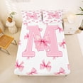 thumbnail image 5 of Erosebridal Aesthetic Coquette Bowknot Queen Sheet Sets,Letter M Monogrammed Bed Set For Girls Kids 4pcs, 5 of 6