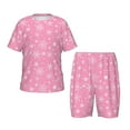 thumbnail image 1 of Balery Snowflake pink backgrounds Conjunto de Pijama Infantil de Manga Corta con Estampado – Ropa de Dormir de Algodón Suave-Small, 1 of 6