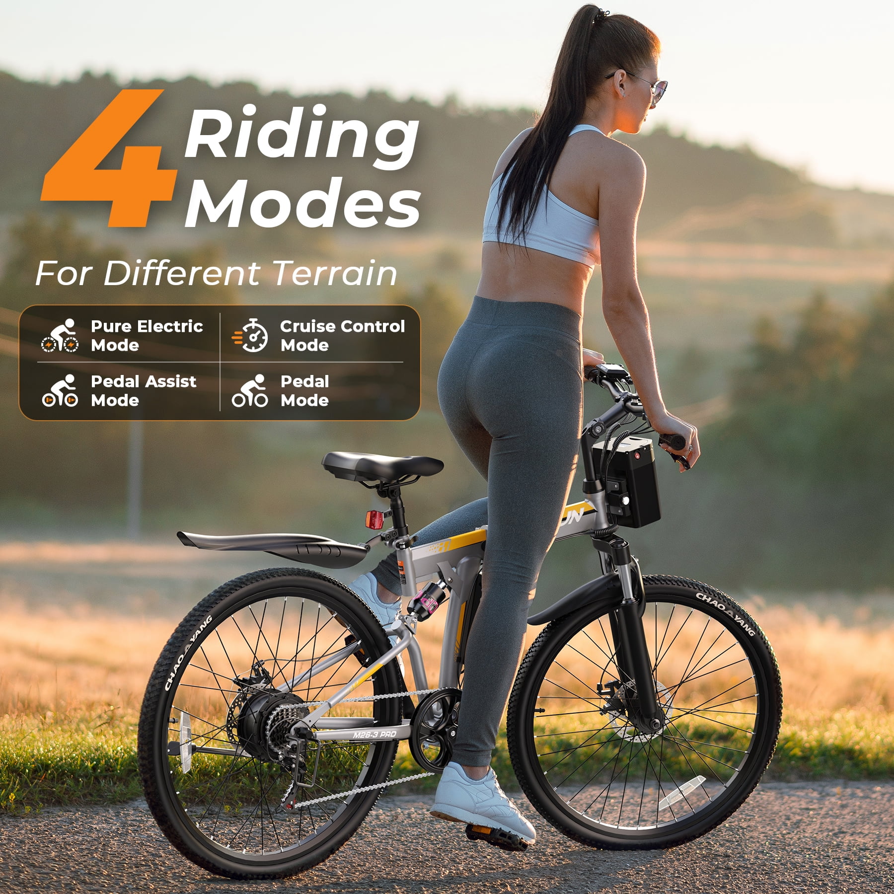 Electric Bike for Adults, 26" Folding E Bike with Peak 750W Motor, 48V 374.4Wh Removable Battery, up to 20+ mph 50 Miles, 7 Speed Gears, Full Suspension System UL2849(Orange)