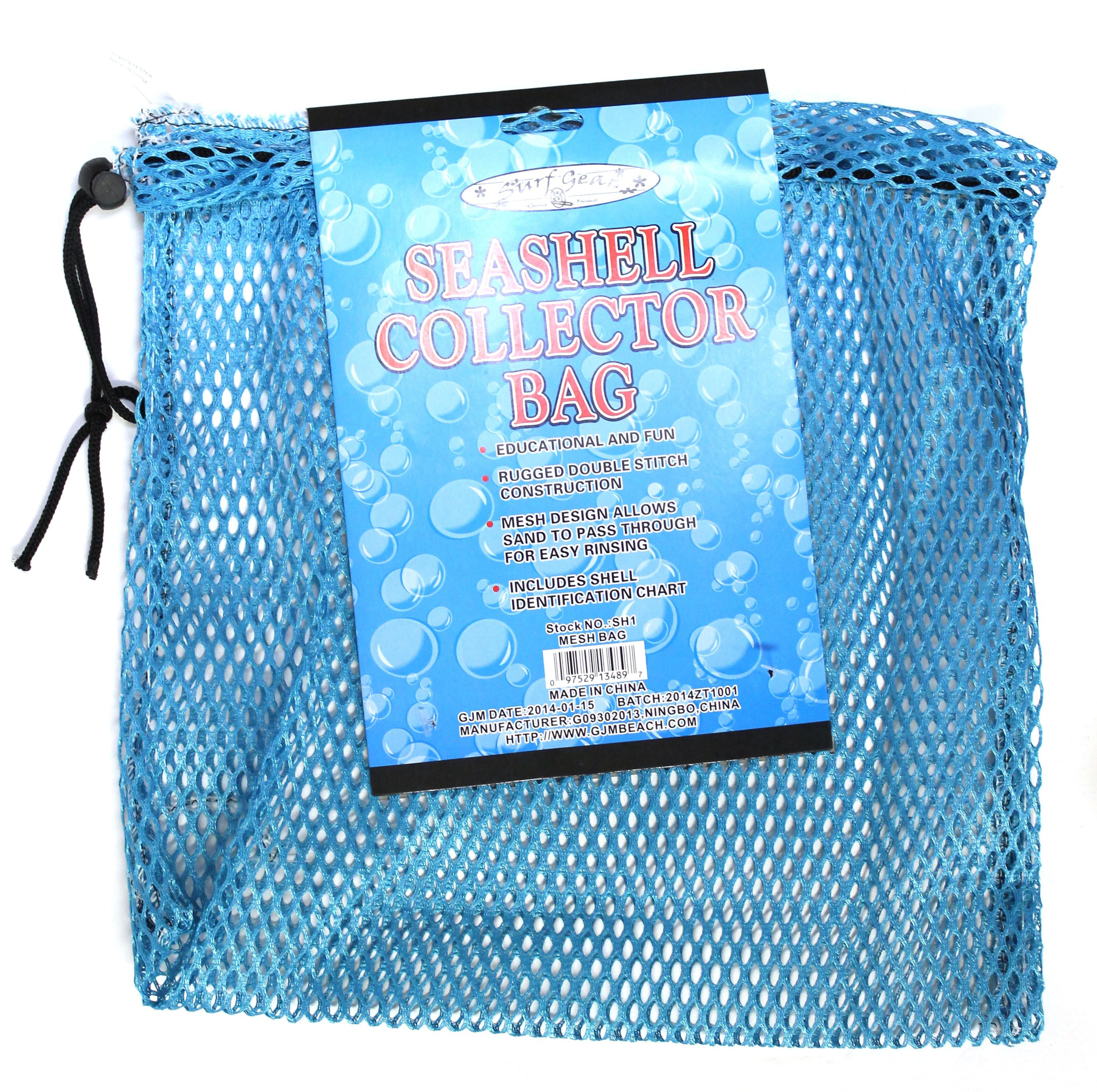 12 Inch Mesh Shell Collection Bag With Drawstring Closure 