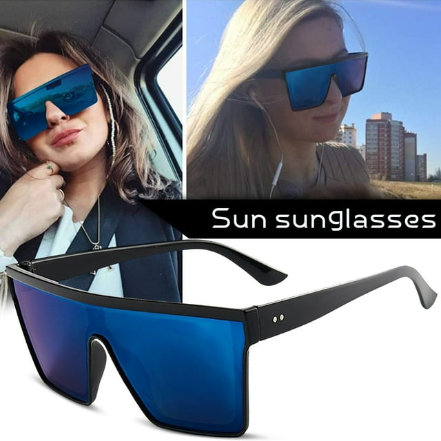 WIFKLSIIPG Summer Fashion Glasses Sunglasses Oversized Square Flat Single Lens Shading