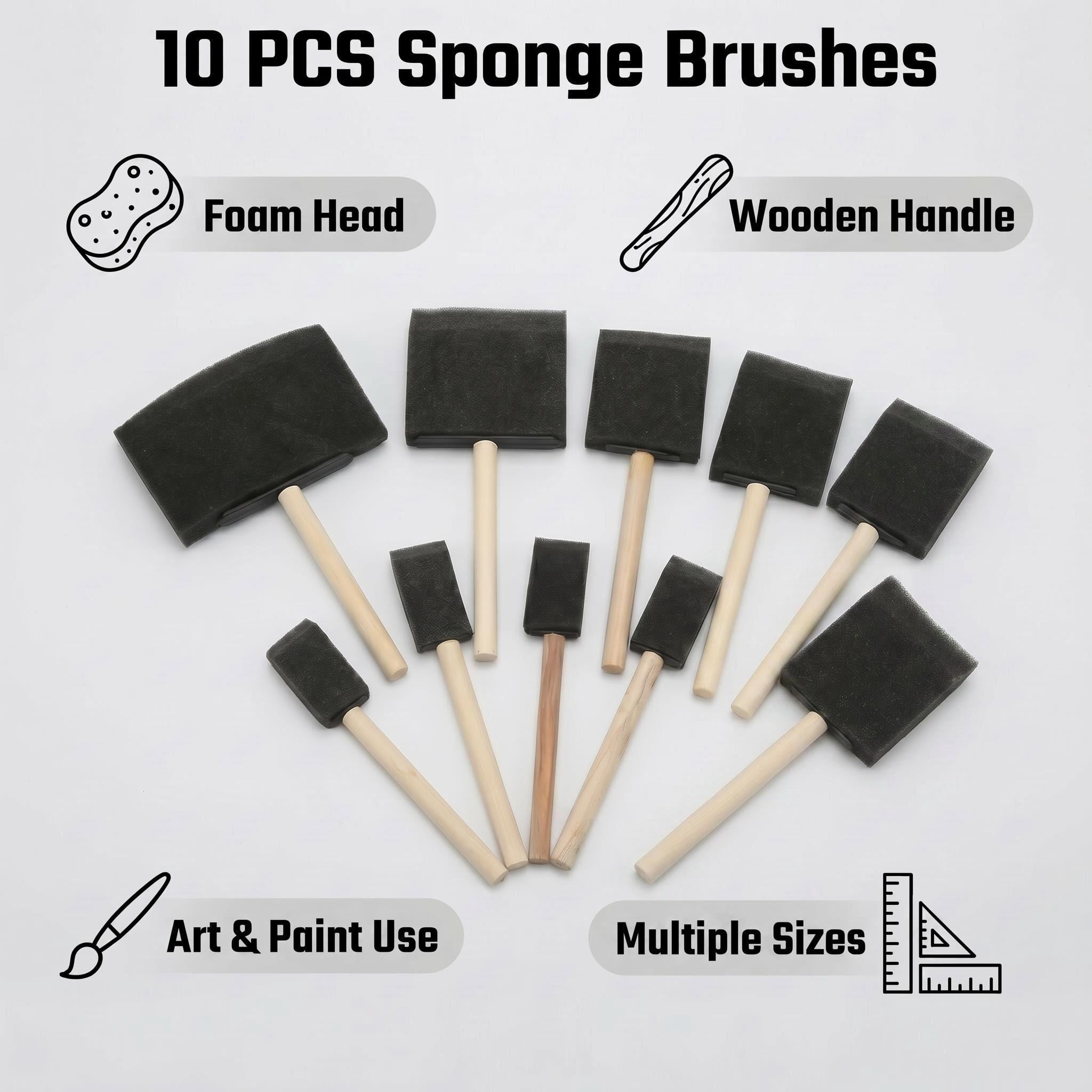 Syltano Foam Paint Brushes, Foam Brush, Sponge Painting Tool for Details and Coloring, Art Supplies, DIY Handmade Project, 10 Piece Set