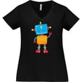 thumbnail image 3 of Inktastic Cute Robot, Waving Robot, Colorful Robot Women's Plus Size V-Neck T-Shirt, 3 of 5