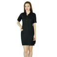thumbnail image 2 of Bimba Women Short Black Mini Dress With Side Slit Soft Rayon Chic Clothing, 2 of 7