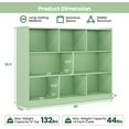 thumbnail image 2 of 8 Cubes Organizer Bookcase, 3-Tier Open Bookshelf, Horizontal Storage Cabinet with Anti-Tilt Device, Floor Standing Wooden Book Display Shelves for Bedroom, Classroom, Office (Green), 2 of 7