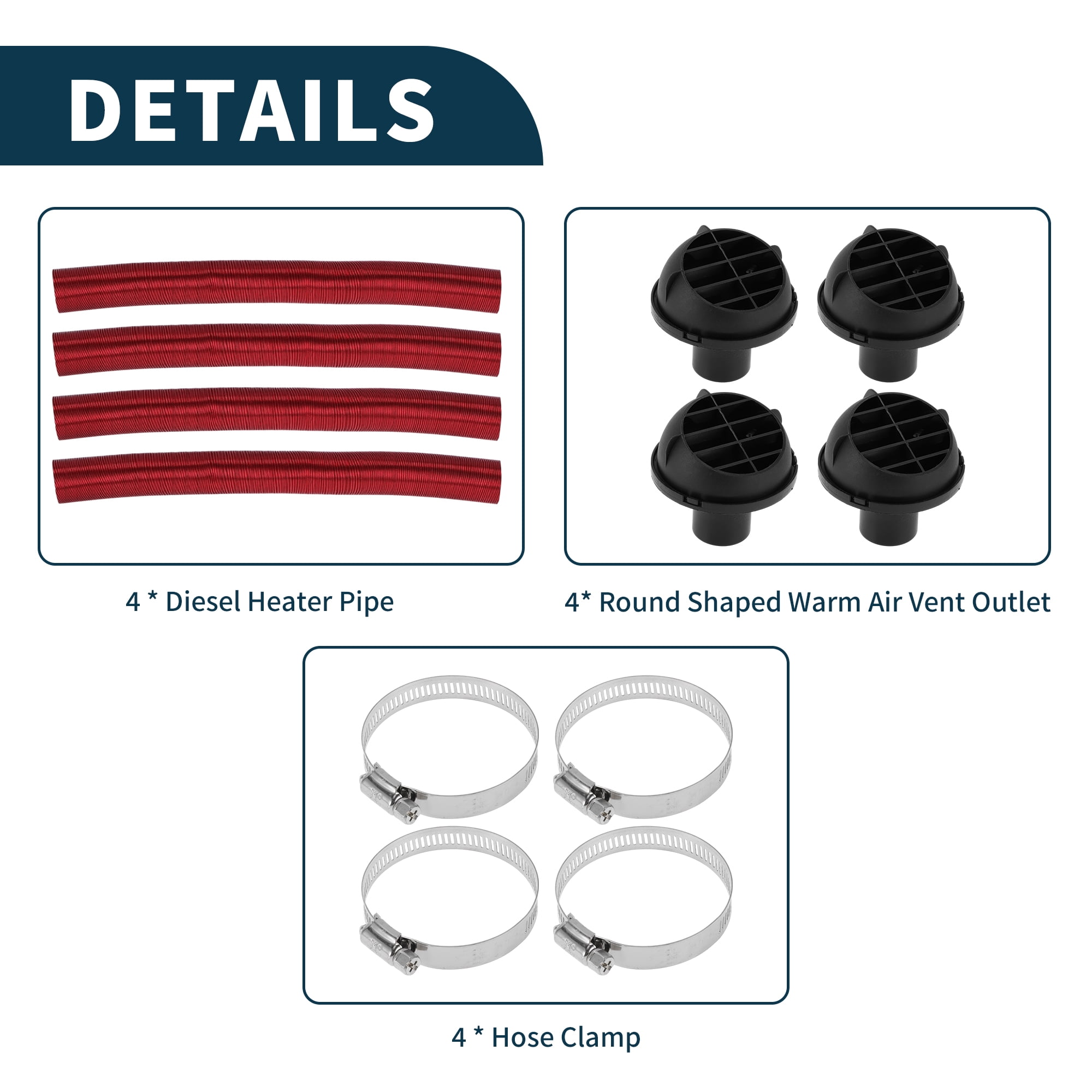 Unique Bargains 42mm Dia 100cm Car Heater Duct Kit Car Heater Duct Pipe Hose Set for Diesel Heater Red