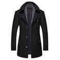 thumbnail image 1 of Abrigo de mezcla de lana para hombre con bufanda desmontable o cuello interior, abrigo de botonadura sencilla, gabardina cálida de invierno, 1 of 5