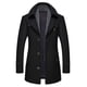 thumbnail image 1 of Abrigo de mezcla de lana para hombre con bufanda desmontable o cuello interior, abrigo de botonadura sencilla, gabardina cálida de invierno, 1 of 5