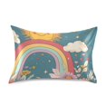 thumbnail image 7 of Yayeee Pillowcase Queen Size Set of 2 Satin Wrinkle Resistant Pillow Case, Blue Rainbow, 7 of 7
