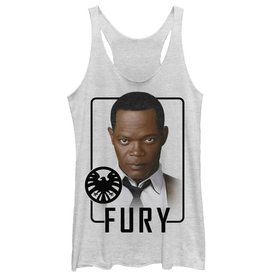 Women's Marvel Captain Marvel Fury Frame Racerback Tank Top White Heather Medium
