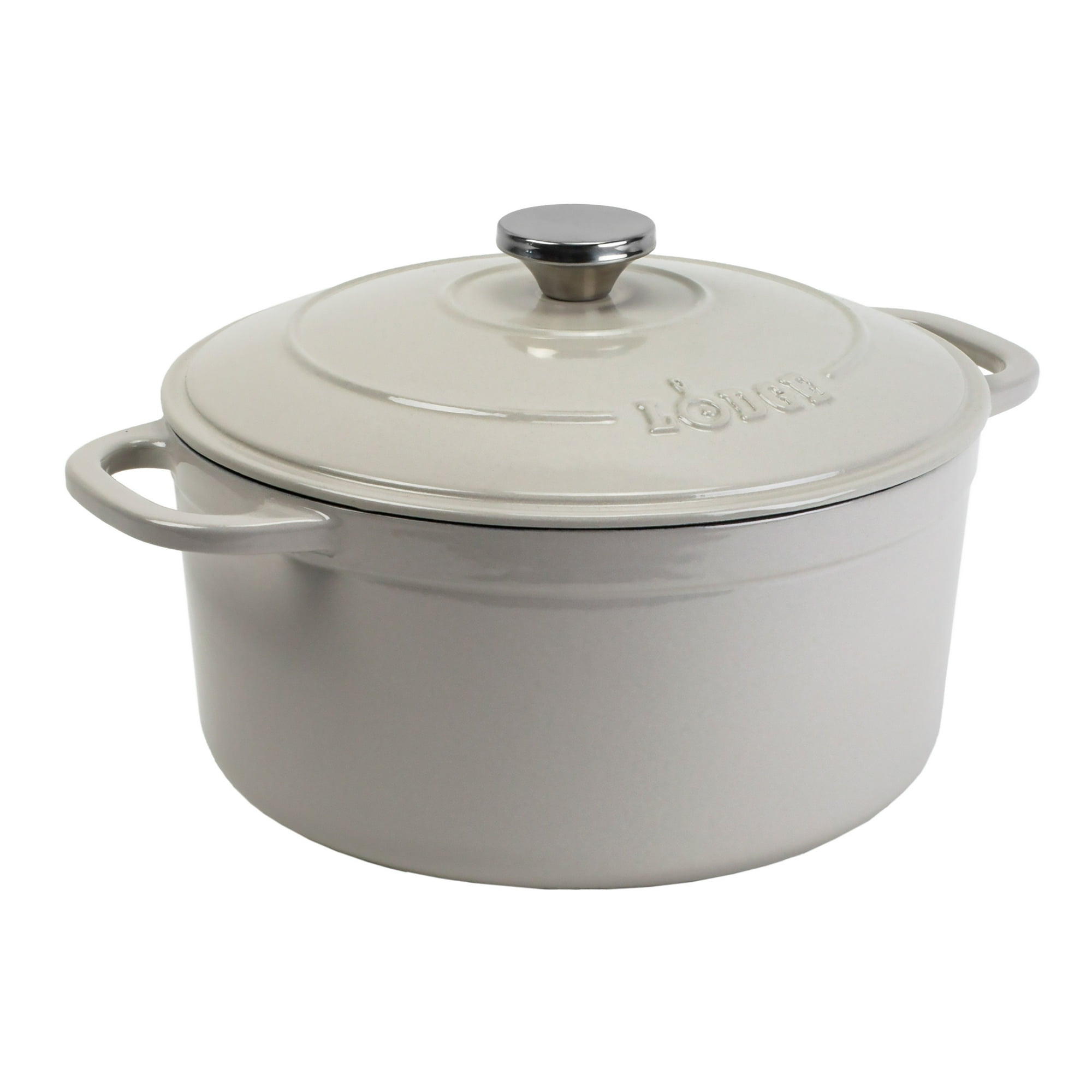 Lodge 7 Quart Oyster Enamel Cast Iron Dutch Oven