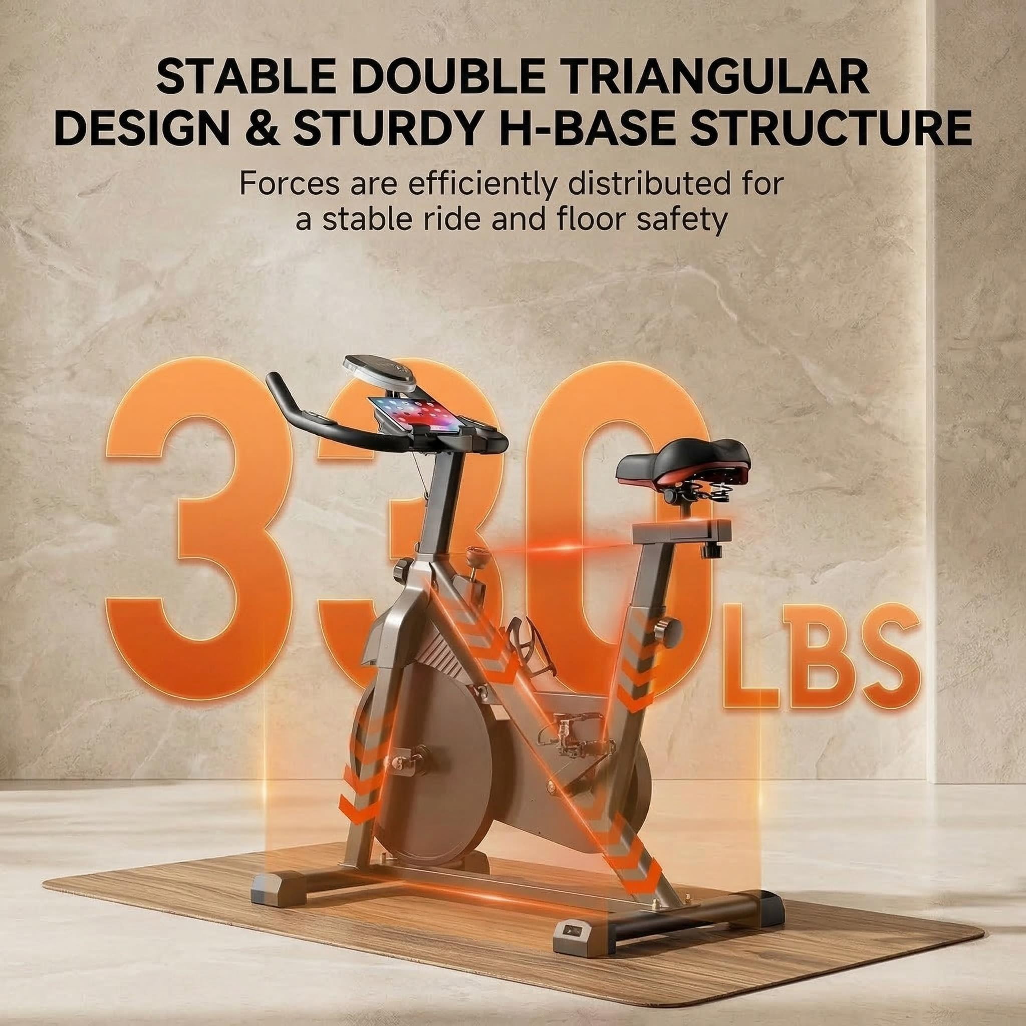 USLIM Magnetic Exercise Bike for Home, Quiet Stationary Bike with Silent Belt Drive, Comfort Seat, Tablet and Water Bottle Holder, 330 lb Capacity