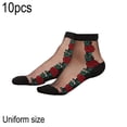 thumbnail image 2 of Dinheiro Calcetines de red transparentes para mujer, pies cortos fluoroscópicos de red ultrafina, rosa roja, seda negra, 2 of 5