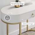 thumbnail image 4 of Nathan James Leighton Drawer Small Oval Writing Desk, White and Gold Finish, 4 of 7