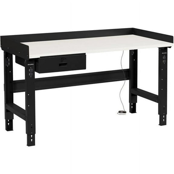 Global Industrial 250226ABK 72 x 30 in. Adjustable Height Workbench with Drawer, ESD Safety Edge Top - Black