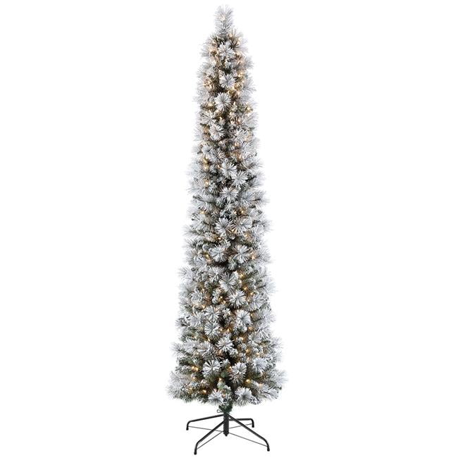 Puleo International 253-Tfp-75C350-K 7.5 Ft. Pre-Lit Flocked Pencil Portland Pine Artificial Christmas Tree With 350 Ul-Listed Clear Lights | Walmart Canada
