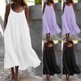 thumbnail image 1 of Gspmoly Robes Grande Taille pour Femmes aux Formes, Robe Maxi d'Été pour Femmes Décontractée Bohème Sans Manches à Bretelles Spaghetti Smockée à Volants Longue de Plage Soleil Robes d'Été pour Femmes jusqu'à 70 % de Rabais, 1 of 4