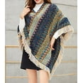thumbnail image 3 of StylesILove Women Autumn Winter Knitted Tassel Irregular Pullover Poncho Sweater Soft Wrap Cape Lightweight Shawl (Blue), 3 of 3