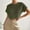 Army Green, variant on Women's Short Sleeve Tops, Summer Blouse Casual Round Neck Shirt, Soft Stretch Polyester Rayon Cotton Blend, Comfortable Versatile Top for Daily Wear