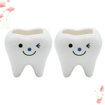 FUTUREORYY Ceramic Tooth Shaped Flower Pot Decorative Flower Pots 2Pcs Blue