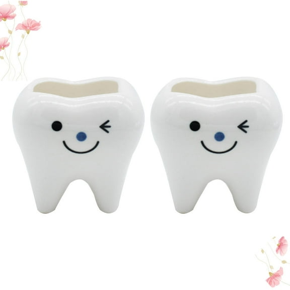 FUTUREORYY Ceramic Tooth Shaped Flower Pot Decorative Flower Pots 2Pcs Blue