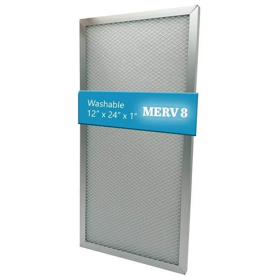 wioAIR Washable Furnace Filter, MERV 8, (12"x24"x1"), Central AC Air Filter