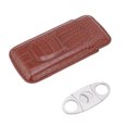 thumbnail image 1 of Estuche para puros de 3 dedos, soporte para puros portátil de viaje de cuero de alta calidad con cortador de café, 1 of 8