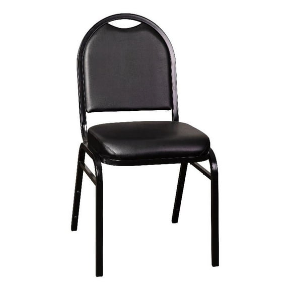Bowery Hill Contemporary Vinyl Stacking Banquet Chair in Black