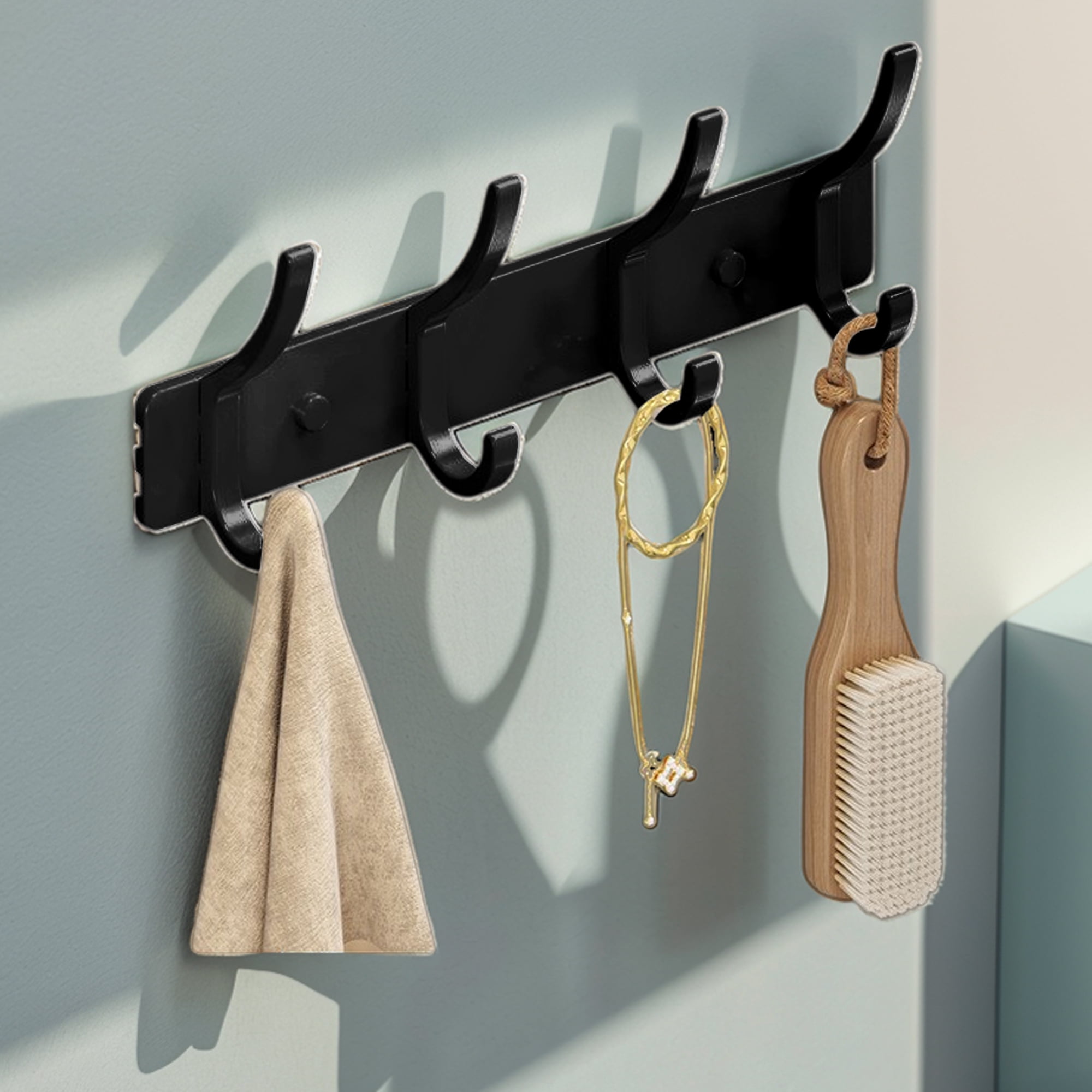 Unique Bargains Coat Rack Wall Mount Hook Deep Black 9.6x1.2x6