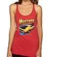 thumbnail image 1 of Wild Bobby Ford Yellow Mustang Horsepower Cars and Trucks Women Tri-Blend Racerback Tank Top, Vintage Red, Large, 1 of 6