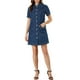 thumbnail image 2 of Vestido de mezclilla para mujer INSPIRE CHIC con cinturón y botones completos, vestido de jeans M azul oscuro, 2 of 7