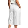 thumbnail image 5 of Levmjia Women High Waisted Pleated Wide Leg Capri Pants Plus Size Elastic Waist Casual Loose Cropped Trousers with Pockets, 5 of 7