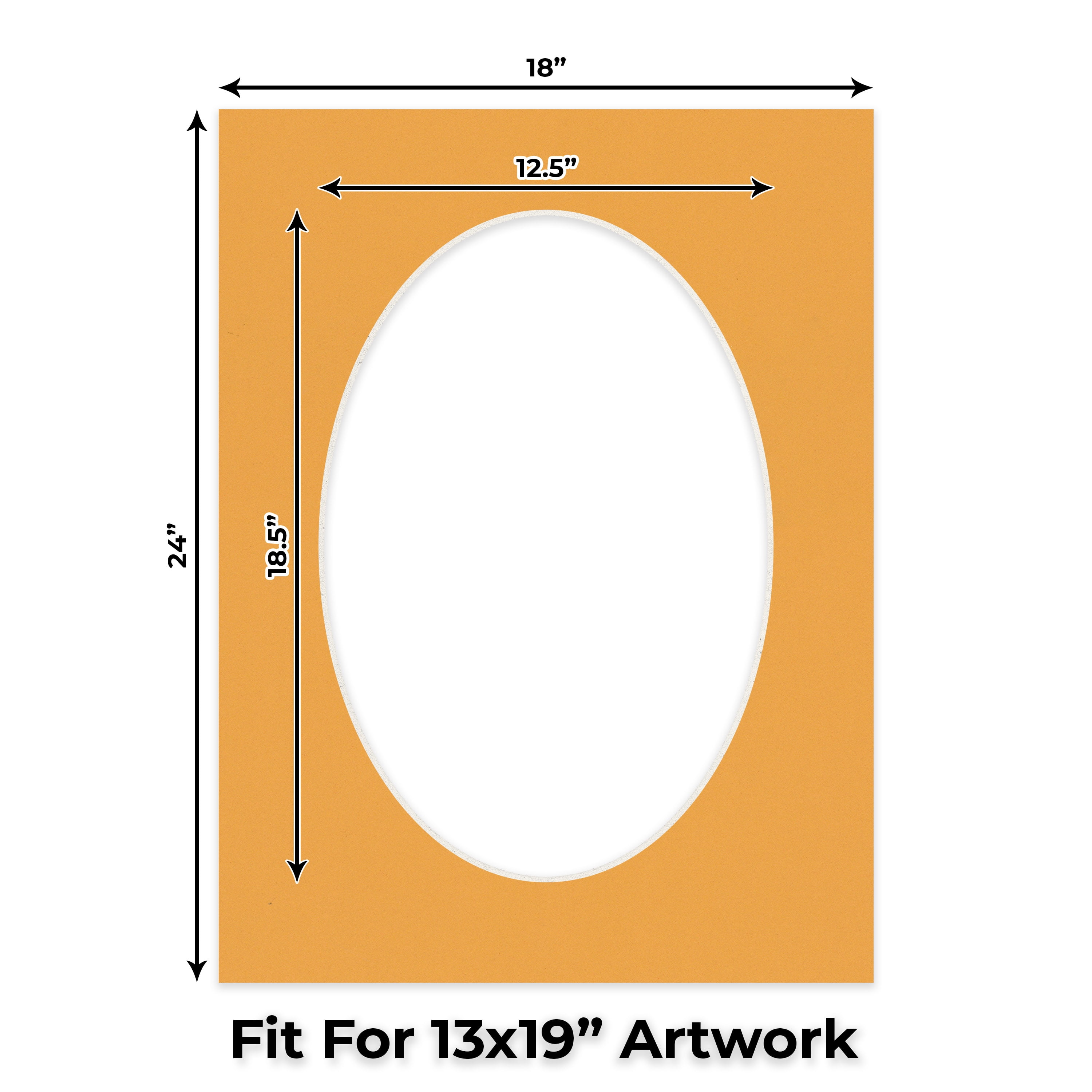 Golden Orange Picture Frame Mat for 18x24 Frames - Oval Opening for 13x19 Photos - 25 Mats