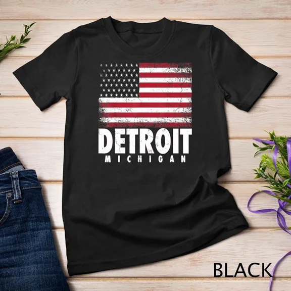 4Th Of July For Men Women Detroit Michigan Mi American Flag Unisex S-5XL T-Shirt