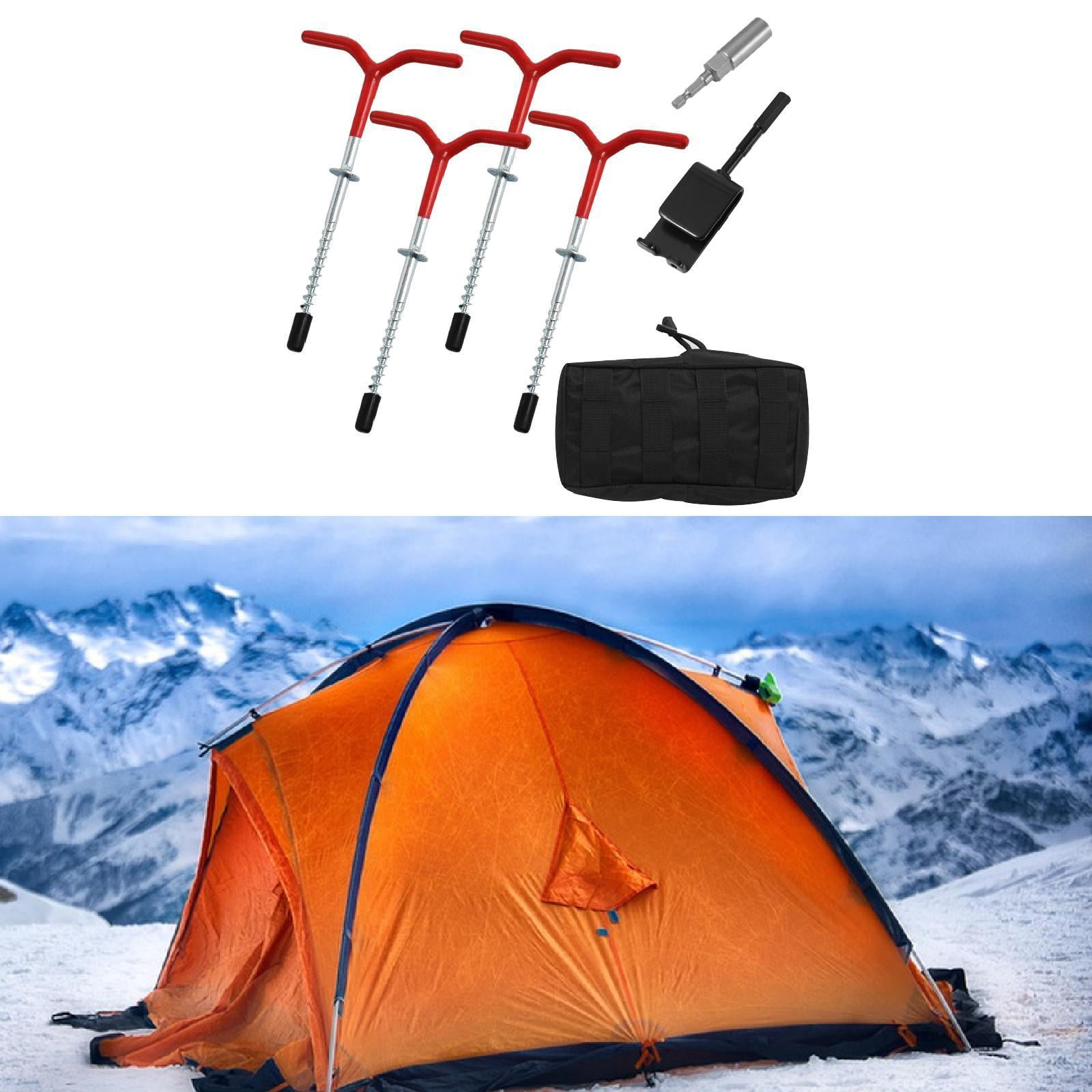 harayaa 4Pcs Ice Fishing Anchors Ice Anchor Drill Adapter Strong Anchor Tool Tent Stakes With Socket