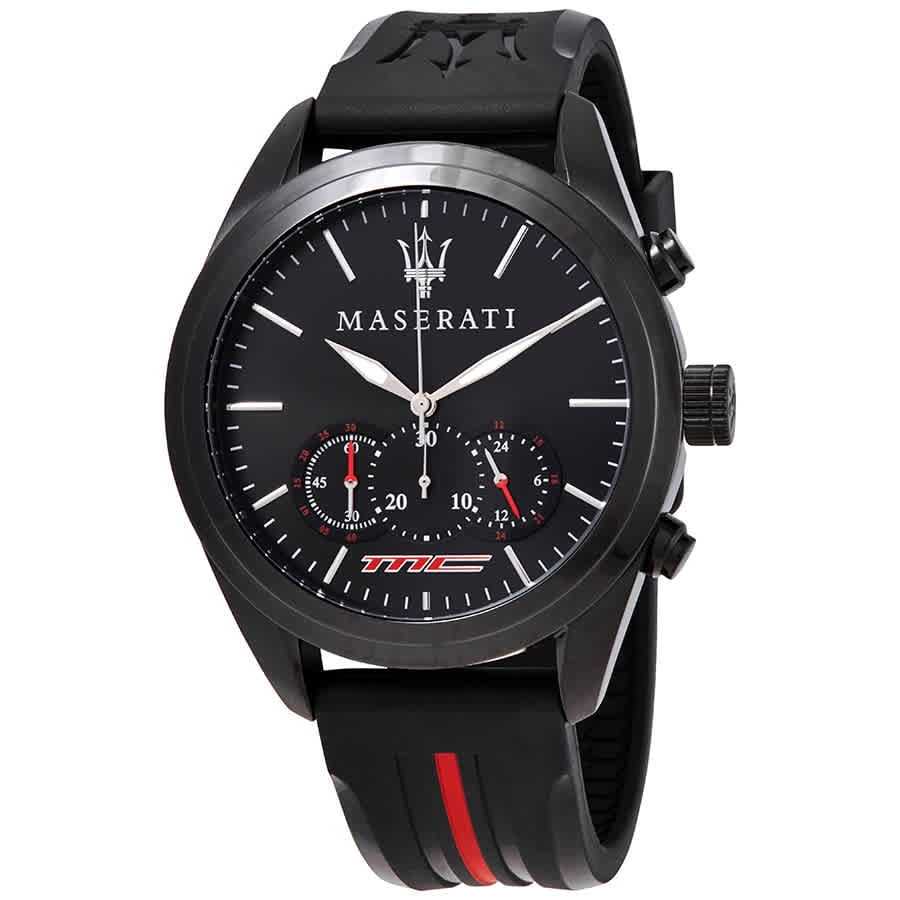 Maserati R8871612004 Unisex Traguardo Black Dial Black Rubber Strap Chronograph Watch