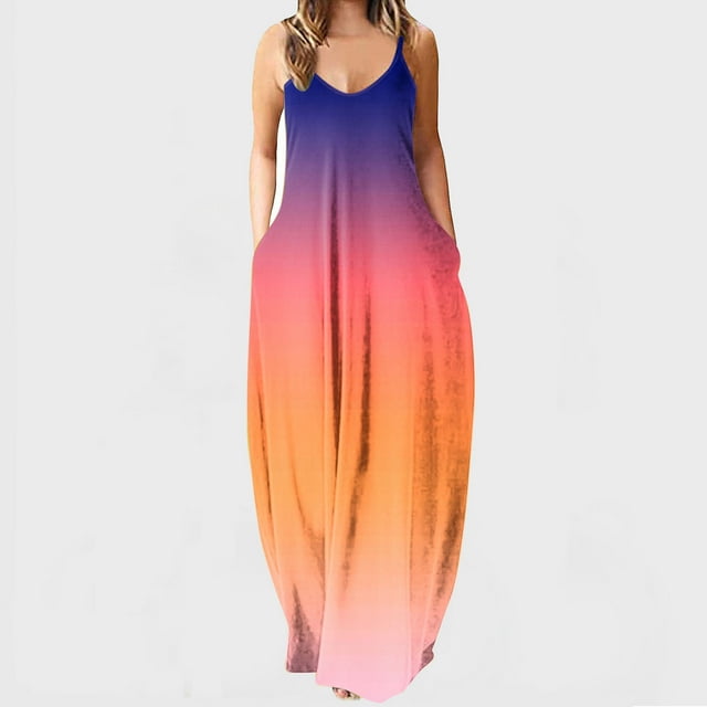 zanvin Robes d'Été, Mode Femme Vintage Col en V Sans Manches à Imprimé Robes de Soirée