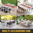 thumbnail image 5 of Valentine's Day Table Cloths for 8 Foot Rectangle Tables, Red Love Heart Eucalyptus Grey Check Patio Waterproof Elastic Fitted Tablecloths, Washable Rectangular Table Cover for Camping, 5 of 8