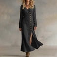 thumbnail image 6 of PBFRDSJ Women's Long Shirt Dress 3/4 Sleeve Side Slit Button Down Dress Loose Flowy Solid Beach Sundress, 6 of 7