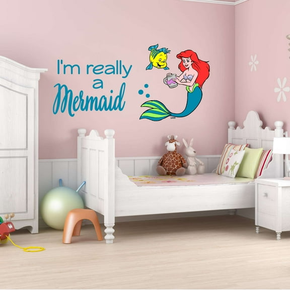 I'm Really A Mermaid Under Water Sea Creatures Crab Octopus Fish Seahorse Clam Shellfish Kelp Queen Sweet Dreams Bedtime Unicorn Holiday Decorating Bedroom Wall Decal Sticker - Size: 10 In X 5 In