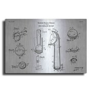 Luxe Metal Art 'Ice Cream Scoop Blueprint Patent White' Acrylic Glass Wall Art, 16"x12"
