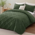 thumbnail image 5 of Exclusivo Mezcla Ultrasonic California King Quilt Set, 3-Piece Lightweight Bedspreads Modern Striped Coverlet, Olive Green, 5 of 7