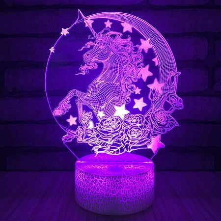 

Moyouny Kids Xmas Gift Home Decoration Remote Touch Control LED Table Desk Lamp Unicorn Series 7/16 Color Change 3D LED Night Light