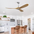thumbnail image 5 of Noaman 60 Inch Outdoor Ceiling Fan Without Light, 3 Solid Wood Blades, Brushed Nickel, DC Motor with Remote Control, Reversible for Year-Round Use, 5 of 7
