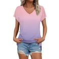 thumbnail image 2 of Pink Women's Short Sleeve T-shirt, Womens Summer Daily Casual V Neck Shirts Short Sleeve Tops Blouses Loose Fit Shirt,Women's Short sleeve T-shirt XL, 2 of 5