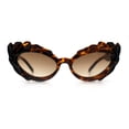 thumbnail image 4 of Womens Floral Thick Plastic Foliage Oval Retro Fashion Plastic Sunglasses Tortoise - Brown, 4 of 8
