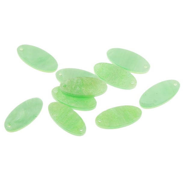 10 Piezas de Acetato Acrílico Colgante Ovalado Bricolaje Pendientes Colgantes Hallazgos Artesanía Verde