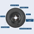 thumbnail image 4 of 2-Pack Trailer Tire on Rim 4.80-8 480-8 4.80x8 4 Lug 8In Trailer Tires and Wheels Load Range B 6PR Black, 4 of 8
