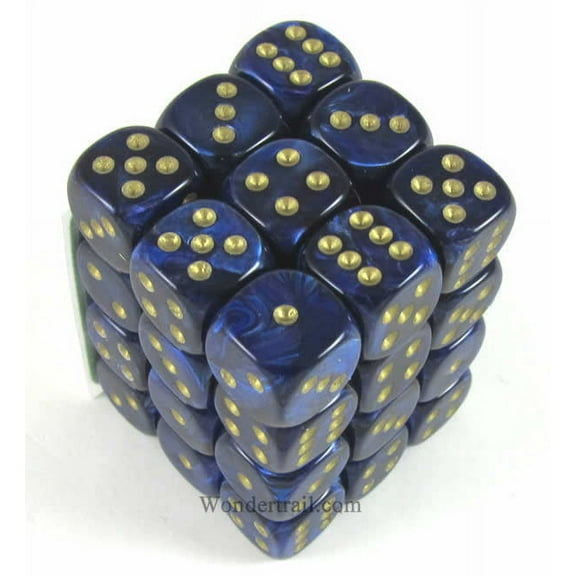 Royal Blue Scarab Dice with Gold Pips D6 12mm (1/2in) Pack of 36 Chessex